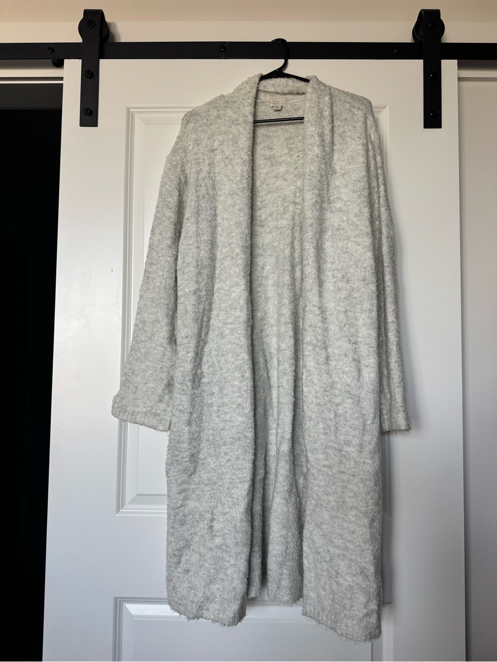 Cozy Light Gray Sweater Open Front Cardigan